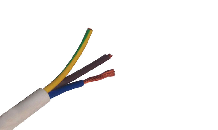 PVC Insulated, PVC Sheathed 2 core+E Round Cable, 450/750V