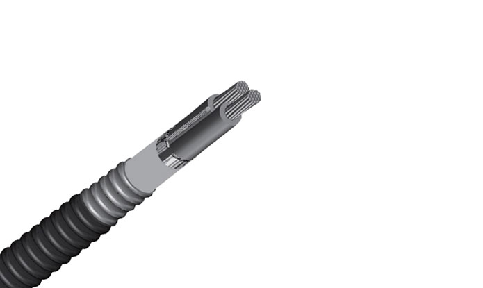 Continuously Corrugated Welded Armored Power Cable, FR-XLP Insulation (XHHW-2), 600V/1kV, Type MC-HL